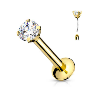 Labret Zirconia prong setting Push-In