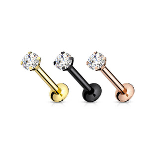 Labret Zirconia prong setting Push-In