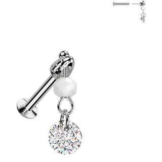 Glass Labret zirconia glass bead dangle Push-In