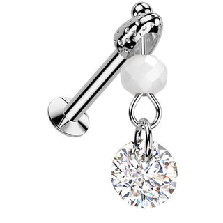 Glass Labret zirconia glass bead dangle Push-In