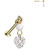 Glass Labret heart zirconia glass bead dangle Push-In