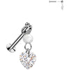 Glass Labret heart zirconia glass bead dangle Push-In