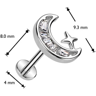 Labret moon star zirconia Push-In