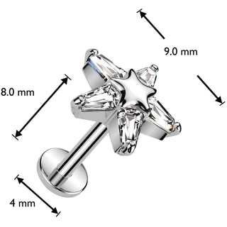 Labret star zirconia Push-In