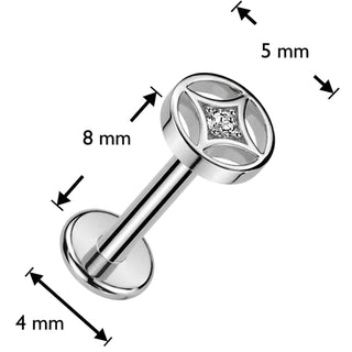 Labret 4 point star zirconia Push-In