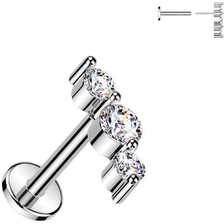 Labret 3 zirconias Push-In