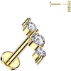 Labret 3 zirconias Push-In