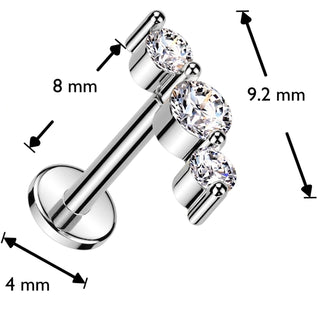 Labret 3 zirconias Push-In