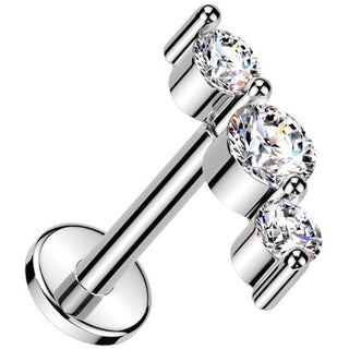 Labret 3 zirconias Push-In