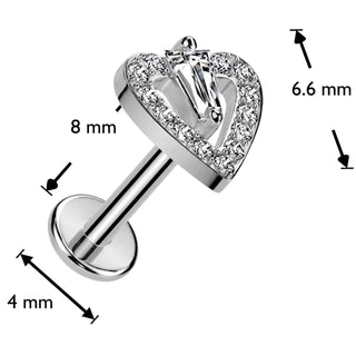 Labret heart zirconia Push-In