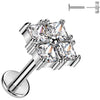 Labret square 4 zirconias Push-In