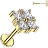 Labret square 4 zirconias Push-In
