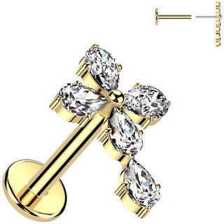 Labret cross zirconia Push-In