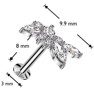 Labret abstract leaves zirconia convex back Push-In