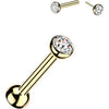 Titanium Barbell bezel setting cubic zirconia ends Push-In