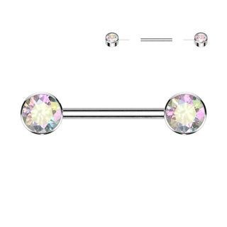 Titan Nippelpiercing Zirkonia Flach Push-In
