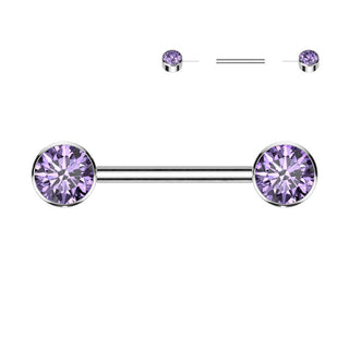 Titan Nippelpiercing Zirkonia Flach Push-In