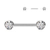 Titan Nippelpiercing Zirkonia Flach Push-In