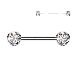 Titan Nippelpiercing Zirkonia Flach Push-In