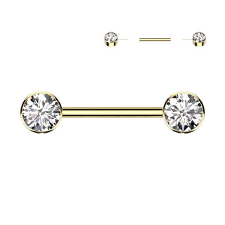 Titan Nippelpiercing Zirkonia Flach Push-In