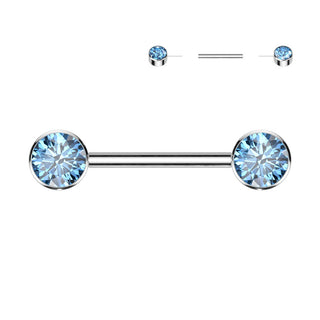 Titan Nippelpiercing Zirkonia Flach Push-In