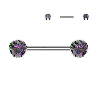 Titan Nippelpiercing Zirkonia Flach Push-In