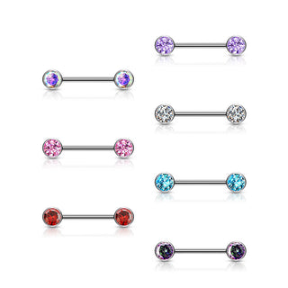 Titan Nippelpiercing Zirkonia Flach Push-In