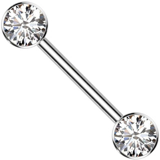 Titan Nippelpiercing Zirkonia Flach Push-In