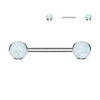 Titan Nippelpiercing Opal Flach Silber Push-In