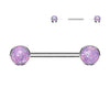 Titan Nippelpiercing Opal Flach Silber Push-In