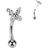 Titanium Curved Barbell butterfly zirconia Push-In