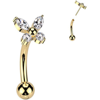 Titanium Curved Barbell butterfly zirconia Push-In