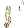 Titanium Curved Barbell dangle zirconia Push-In