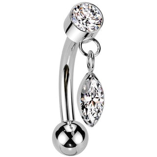 Titanium Curved Barbell dangle zirconia Push-In