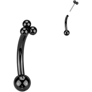 Titanium Curved Barbell 3 small balls Push-In