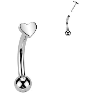 Titanium Curved Barbell heart Push-In