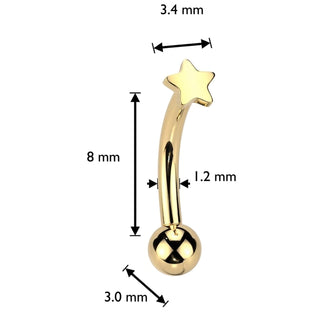 Titanium Curved Barbell star Push-In