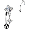 Titanium Curved Barbell prong setting zirconia cubic zirconia cubic zirconia dangle Push-In