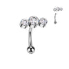 Titanium Curved Barbell three round zirconias bezel setting Push-In