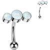 Titanium Curved Barbell three round zirconias bezel setting Push-In