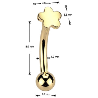 Titanium Eyebrow Piercing flower ball Push-In
