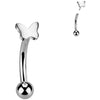 Titanium Eyebrow Piercing butterfly ball Push-In