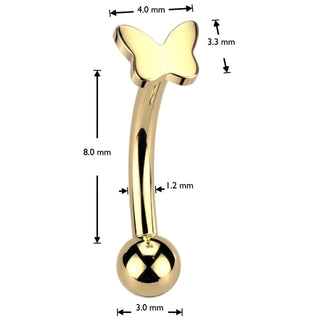 Titanium Eyebrow Piercing butterfly ball Push-In