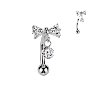 Titanium Curved Barbell bow zirconia dangle Push-In