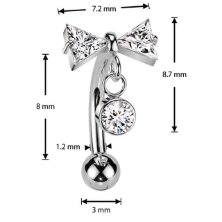 Titanium Curved Barbell bow zirconia dangle Push-In