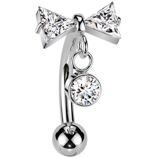 Titanium Curved Barbell bow zirconia dangle Push-In