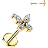 Titanium Stud Earring butterfly ball zirconia