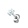 Titanium Stud Earring Titan Threadless Earring Stud Opal Flower Top