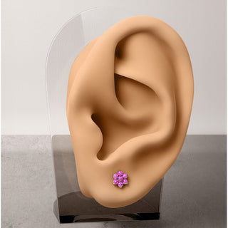 Titanium Stud Earring Titan Threadless Earring Stud Opal Flower Top