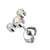 Titanium Stud Earring Titan Threadless Push In Earring Stud 3 Round Bezel Setting Cubic Zirconia Curve Top